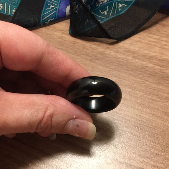 🎲TRADED🎲BLACK AGATE ring, unisex band - Picture 9 of 17